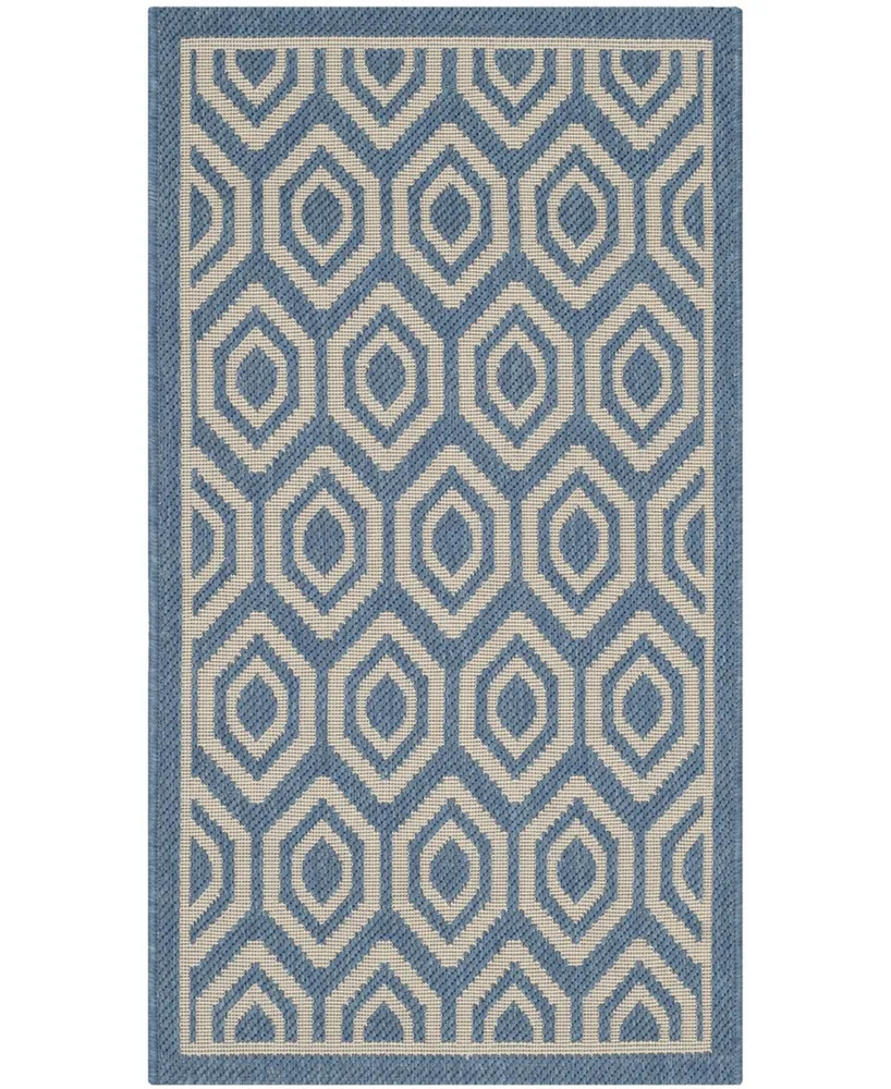 Safavieh Courtyard MSR1125 Blue and Beige 2' x 3'7" Outdoor Area Rug