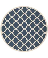 Safavieh Courtyard CY6903 Navy and Beige 5'3" x 5'3" Sisal Weave Round Outdoor Area Rug