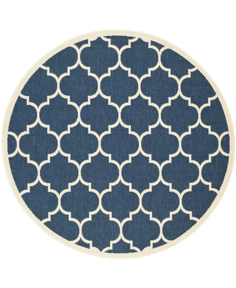 Safavieh Courtyard CY6914 Navy and Beige 6'7" x 6'7" Sisal Weave Round Outdoor Area Rug