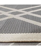 Safavieh Courtyard CY6923 Anthracite and Beige 8' x 11' Sisal Weave Outdoor Area Rug