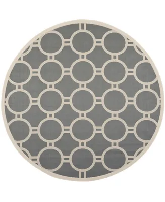 Safavieh Courtyard CY6924 Anthracite and Beige 7'10" x 7'10" Sisal Weave Round Outdoor Area Rug