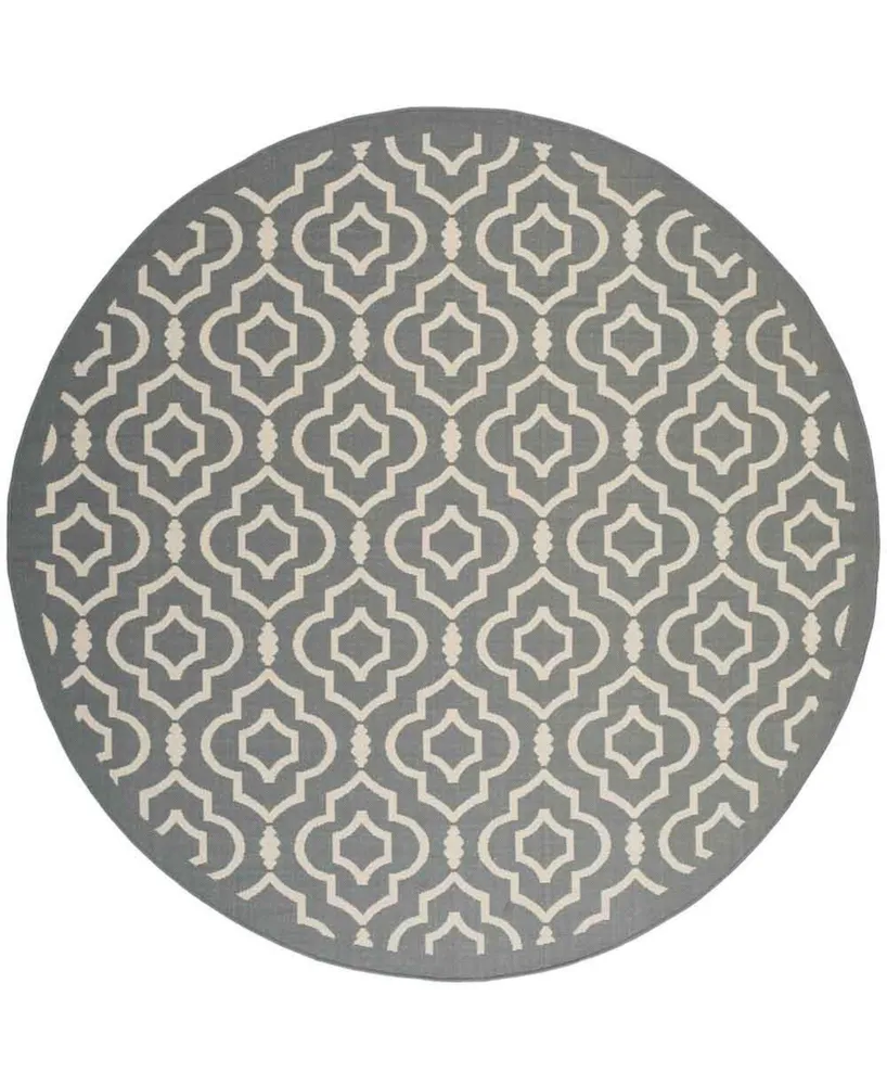 Safavieh Courtyard CY6926 Anthracite and Beige 7'10" x 7'10" Sisal Weave Round Outdoor Area Rug