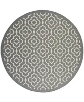 Safavieh Courtyard CY6926 Anthracite and Beige 7'10" x 7'10" Sisal Weave Round Outdoor Area Rug