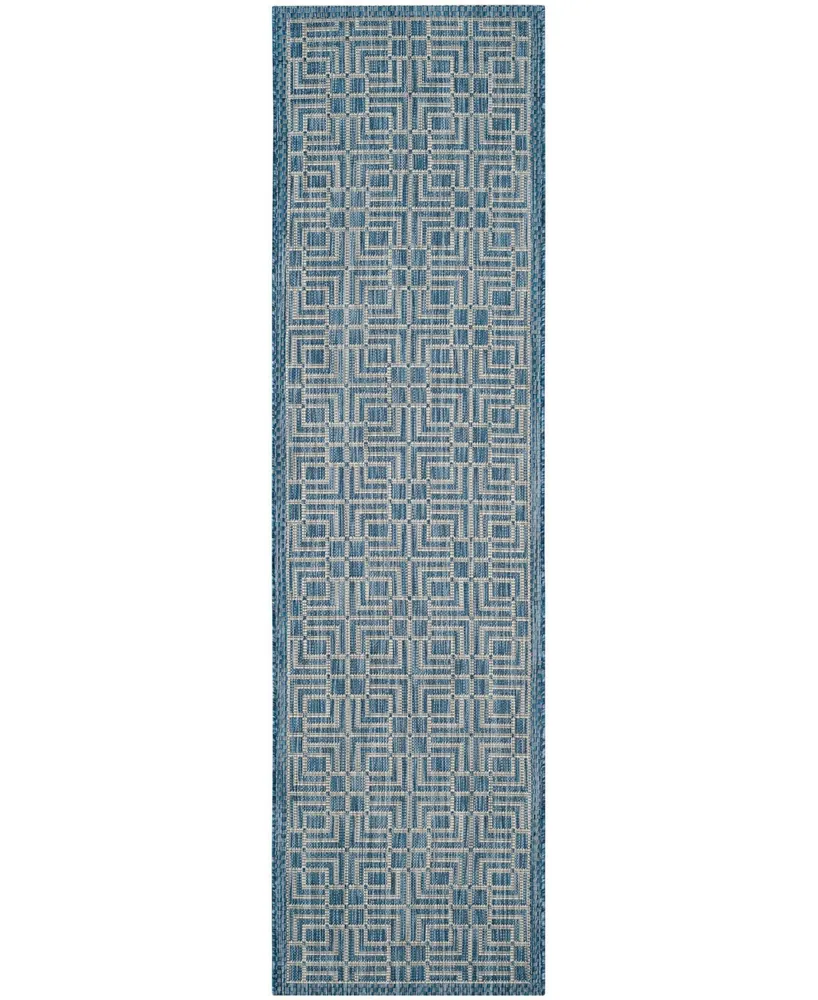 Safavieh Courtyard CY8467 Navy and Grey 2'3" x 8' Runner Outdoor Area Rug