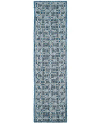 Safavieh Courtyard CY8467 Navy and Grey 2'3" x 8' Runner Outdoor Area Rug