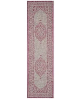 Safavieh Courtyard CY8751 Light Grey and Fuchsia 2'3" x 8' Sisal Weave Runner Outdoor Area Rug