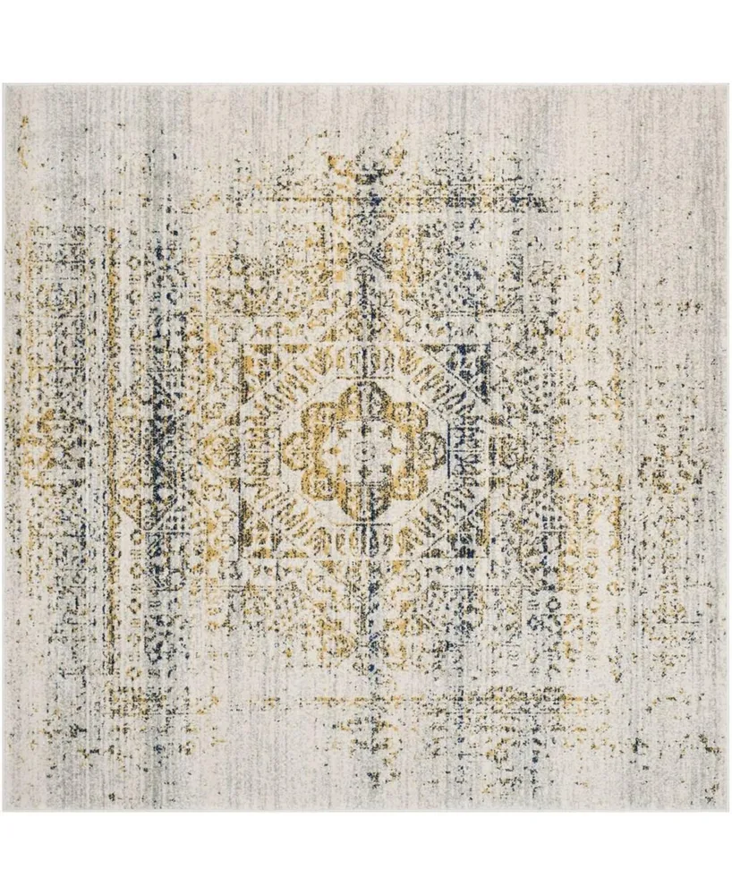 Safavieh Evoke EVK232 Ivory and Blue 6'7" x 6'7" Square Area Rug