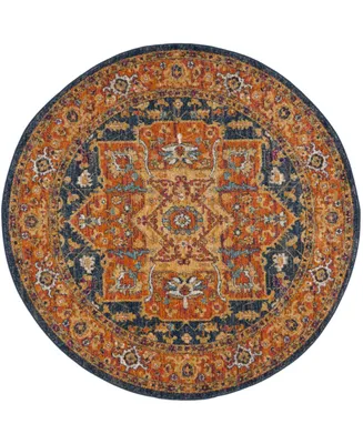 Safavieh Evoke EVK275 Blue and Orange 5'1" x 5'1" Round Area Rug