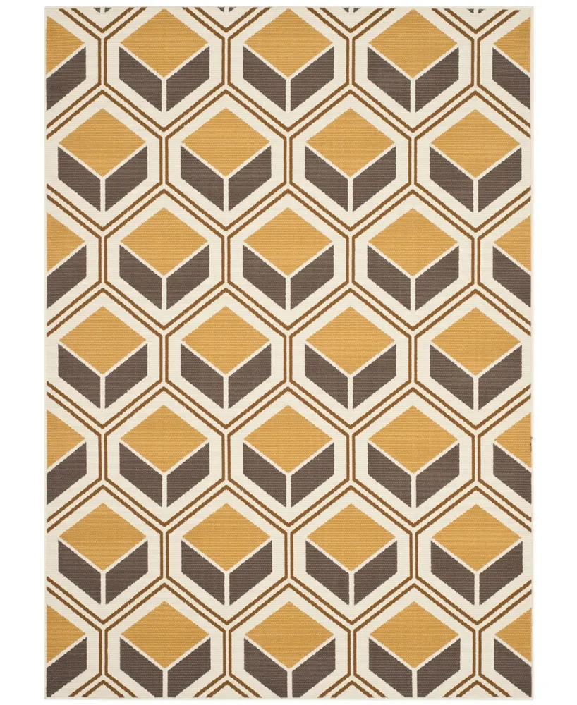 Safavieh Hampton HAM512 Ivory and Camel 5'1" x 7'7" Outdoor Area Rug