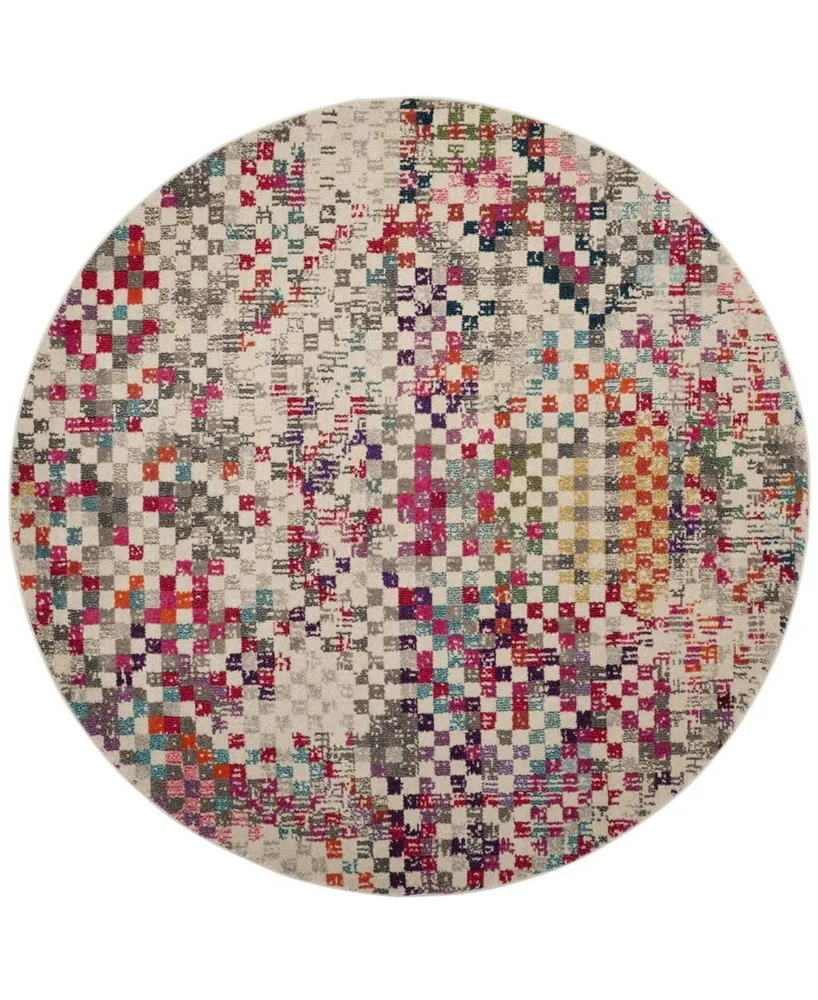 Safavieh Monaco MNC241 Gray and Multi 6'7" x 6'7" Round Area Rug