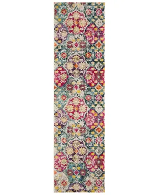 Safavieh Monaco MNC248 Grey and Fuchsia 2'2" x 8' Runner Area Rug