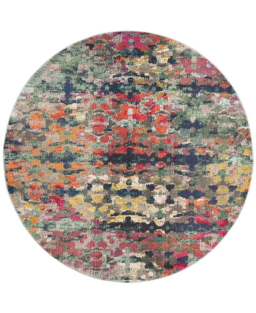 Safavieh Monaco MNC263 Green and Blue 6'7" x 6'7" Round Area Rug