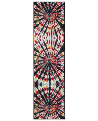 Safavieh Paint Brush PTB126 Black and Coral 2'3" x 8' Runner Area Rug