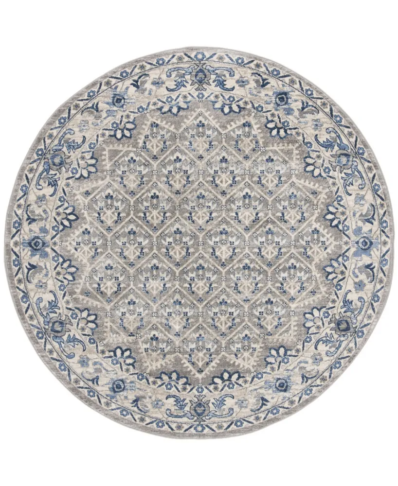 Safavieh Brentwood BNT869 Light Gray and Blue 6'7" x 6'7" Round Area Rug