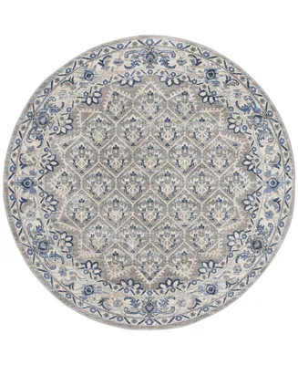 Safavieh Brentwood BNT869 Light Gray and Blue 6'7" x 6'7" Round Area Rug