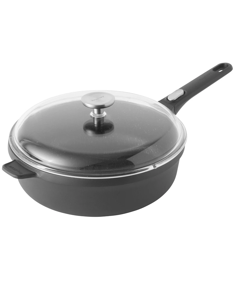 BergHOFF Gem 11" Nonstick Saute Pan 4.6Qt., Detachable Handle, Black, Glass Lid