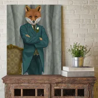 Courtside Market Fox Victorian Gentleman Portrait Gallery-Wrapped Canvas Wall Art - 16" x 20"