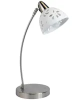 Simple Designs Brushed Nickel Desk Lamp with White Porcelain Flower Shade