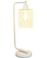Simple Designs Bronson Antique Style Industrial Iron Lantern Desk Lamp with Glass Shade