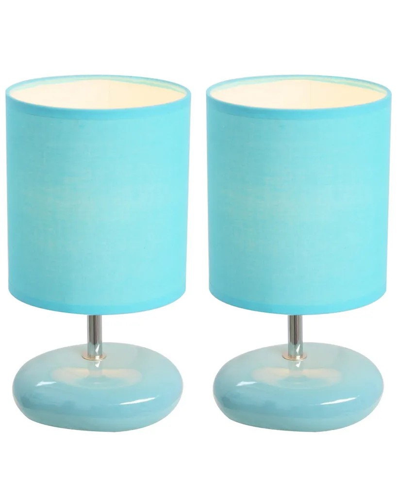 Simple Designs Stonies Small Stone Look Table Bedside Lamp 2 Pack Set