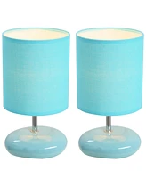 Simple Designs Stonies Small Stone Look Table Bedside Lamp 2 Pack Set