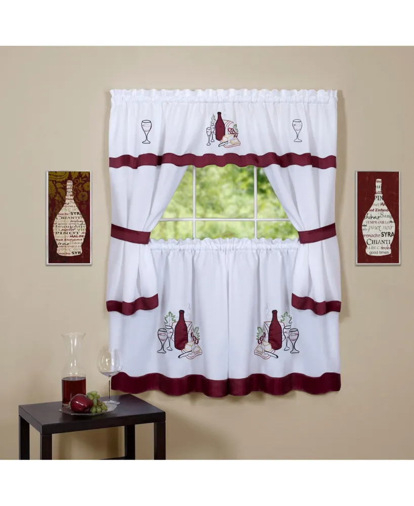 Achim Cabernet Embellished Window Set, 58" x 24"