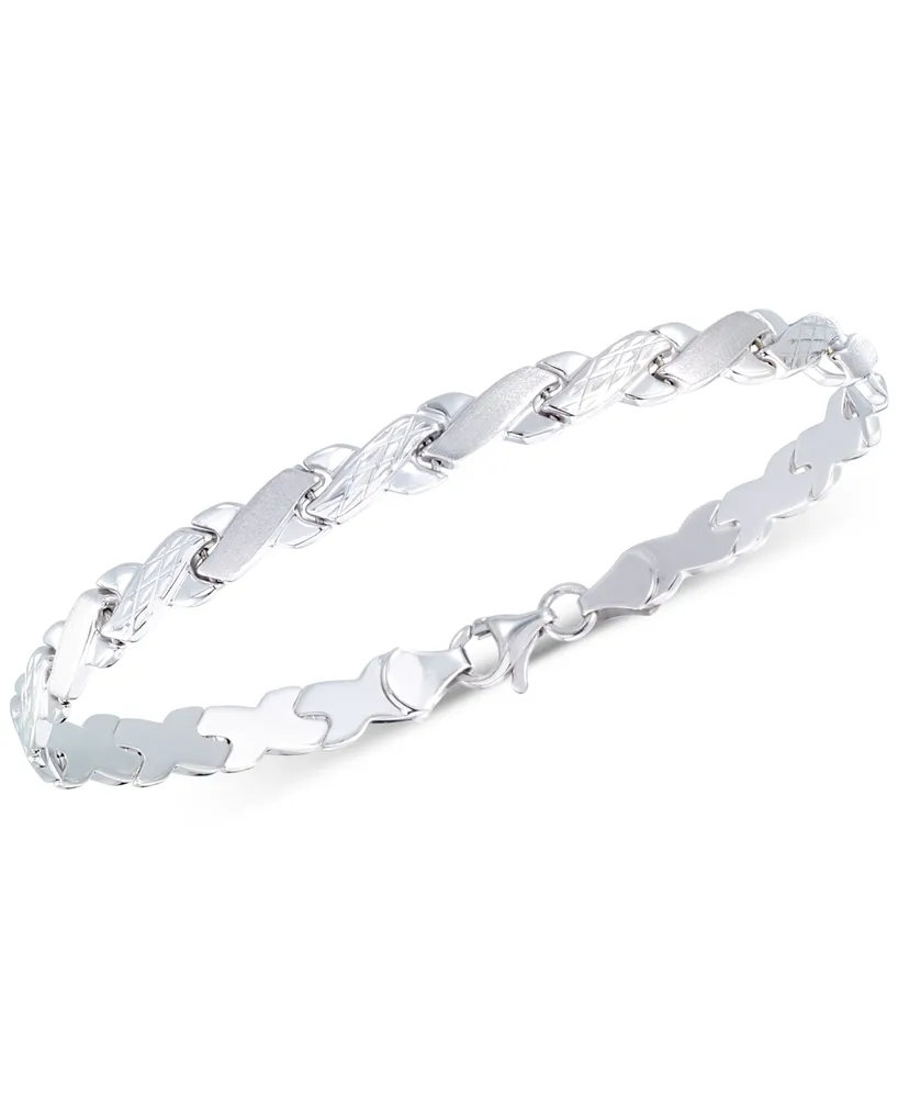 Satin Finish Link Bracelet in 10k White Gold