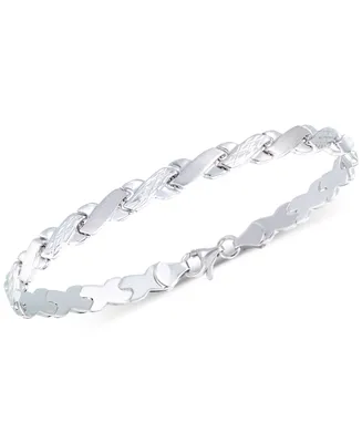 Satin Finish Link Bracelet in 10k White Gold