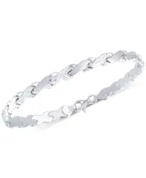 Satin Finish Link Bracelet in 10k White Gold