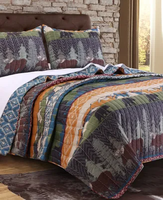 Greenland Home Fashions Black Bear Lodge Quilt Set, 3-Piece Full - Queen