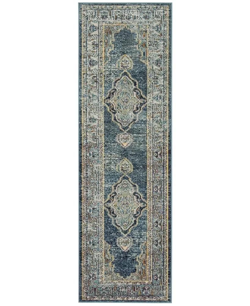 Safavieh Crystal CRS500 Blue and Yellow 2'2" x 9' Runner Area Rug