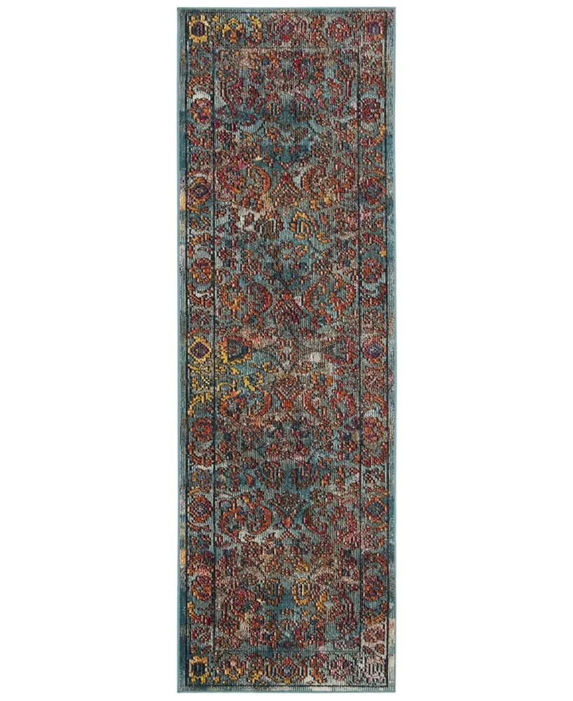 Safavieh Crystal CRS515 Light Blue and Orange 2'2" x 9' Runner Area Rug