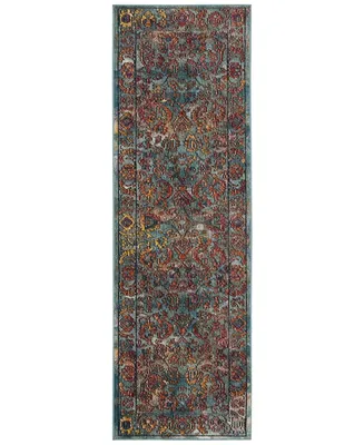 Safavieh Crystal CRS515 Light Blue and Orange 2'2" x 9' Runner Area Rug