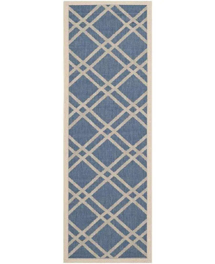 Safavieh Courtyard CY6923 Blue and Beige 2'3" x 10' Sisal Weave Runner Outdoor Area Rug