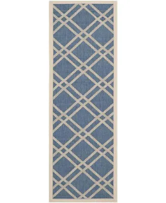 Safavieh Courtyard CY6923 Blue and Beige 2'3" x 10' Sisal Weave Runner Outdoor Area Rug