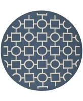 Safavieh Courtyard CY6925 Navy and Beige 6'7" x 6'7" Sisal Weave Round Outdoor Area Rug