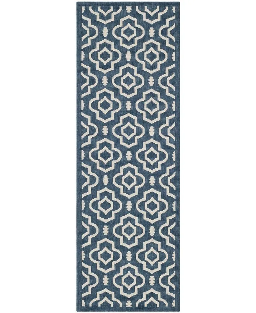 Safavieh Courtyard CY6926 Navy and Beige 2'3" x 10' Sisal Weave Runner Outdoor Area Rug