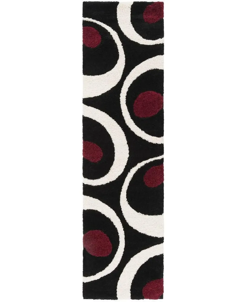 Safavieh Florida Shag SG474 Black and Ivory 2'3" x 8' Runner Area Rug