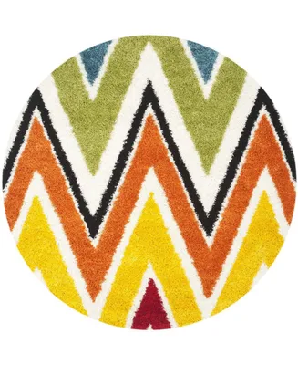 Safavieh Shag Kids SGK567 Ivory and Multi 6'7" x 6'7" Round Area Rug