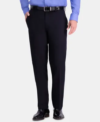 Haggar Men's Premium Comfort Khaki Classic-Fit 2-Way Stretch Wrinkle Resistant Flat Front Casual Pants