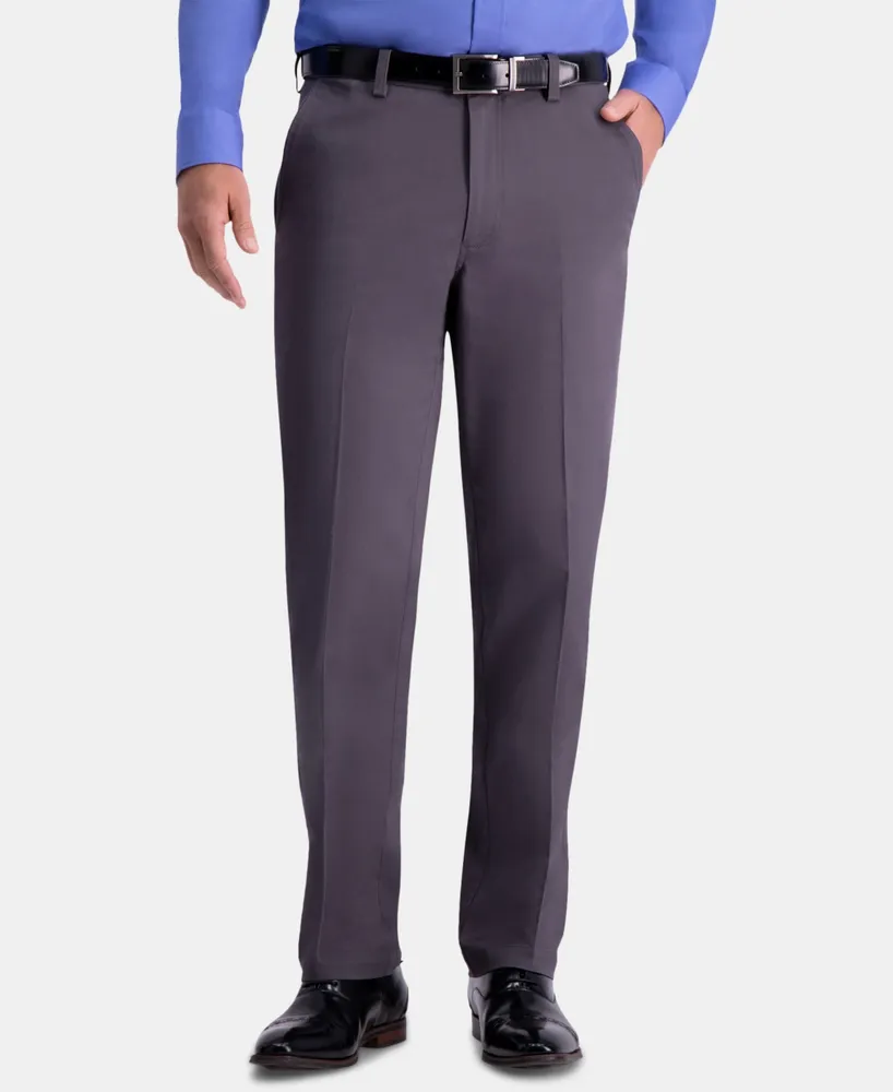 Haggar Men's Premium Comfort Khaki Classic-Fit 2-Way Stretch Wrinkle Resistant Flat Front Casual Pants