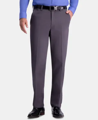 Haggar Men's Premium Comfort Khaki Classic-Fit 2-Way Stretch Wrinkle Resistant Flat Front Casual Pants