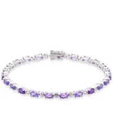 Amethyst (6-3/8 ct. t.w.) & White Topaz (7/8 ct. t.w.) Tennis Bracelet in Sterling Silver