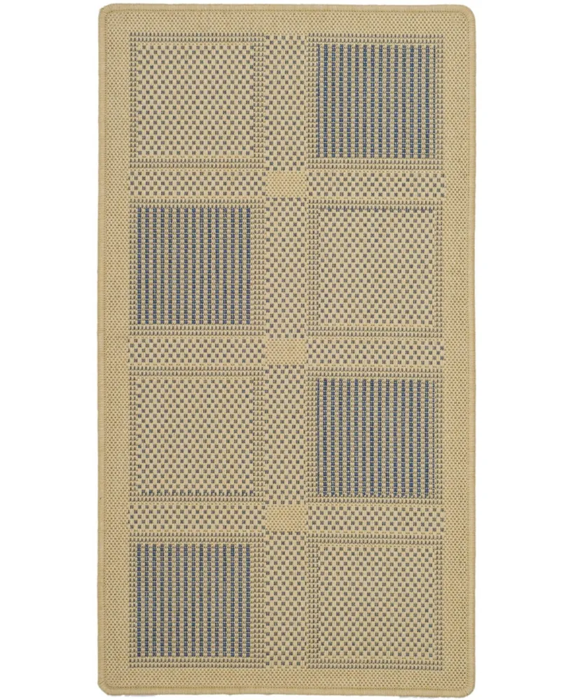 Safavieh Courtyard CY1928 Natural and Blue 2' x 3'7" Sisal Weave Outdoor Area Rug