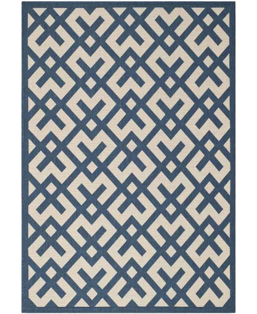 Safavieh Courtyard CY6915 Navy and Beige 4' x 5'7" Sisal Weave Outdoor Area Rug