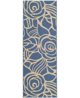 Safavieh Courtyard CY5141 Blue and Beige 2'7" x 8'2" Runner Outdoor Area Rug