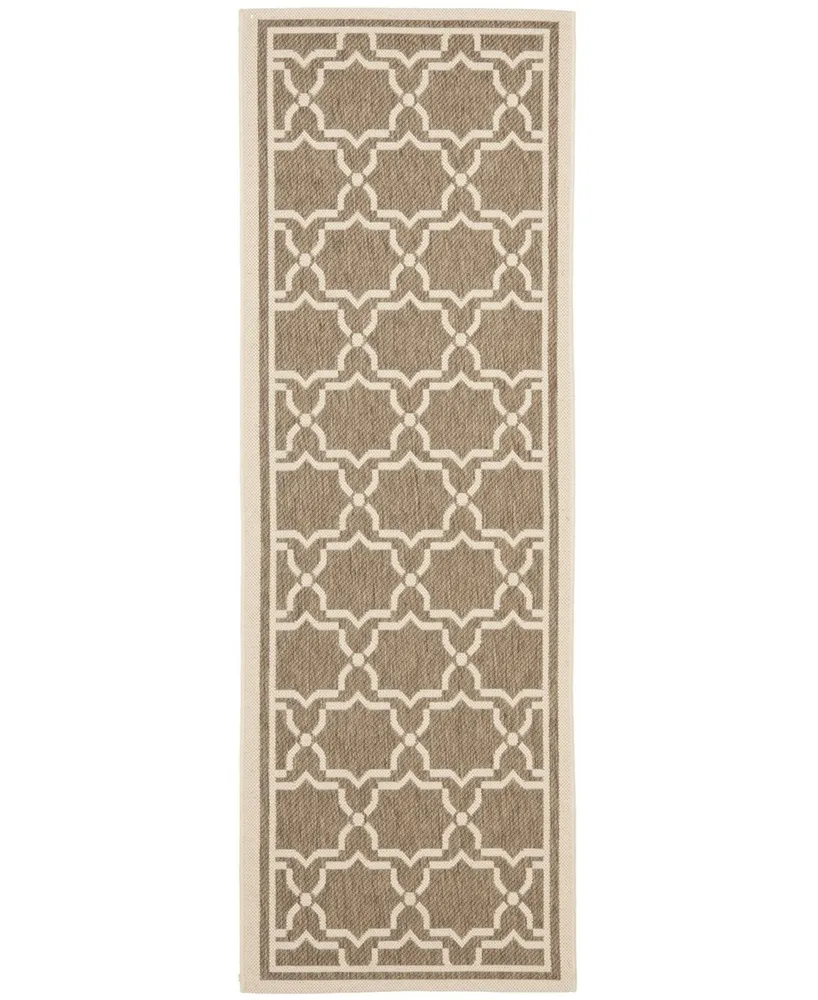 Safavieh Courtyard CY6916 Brown and Bone 2'4" x 12' Runner Outdoor Area Rug