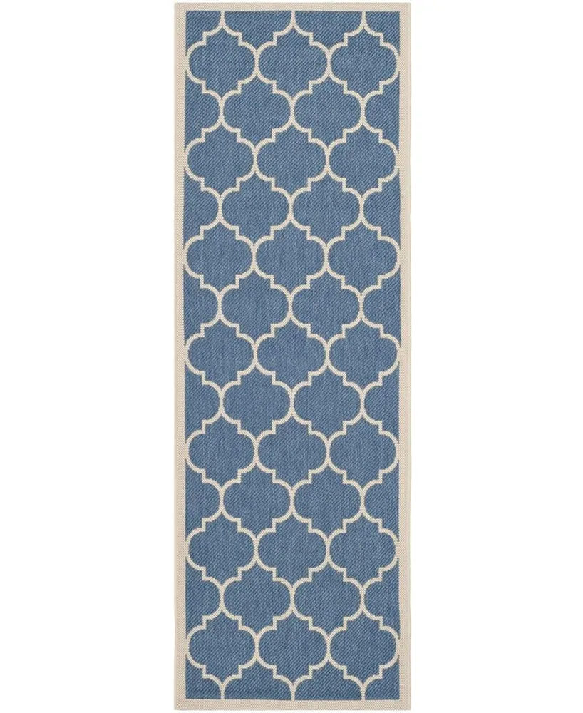 Safavieh Courtyard CY6914 Blue and Beige 2'3" x 14' Runner Outdoor Area Rug