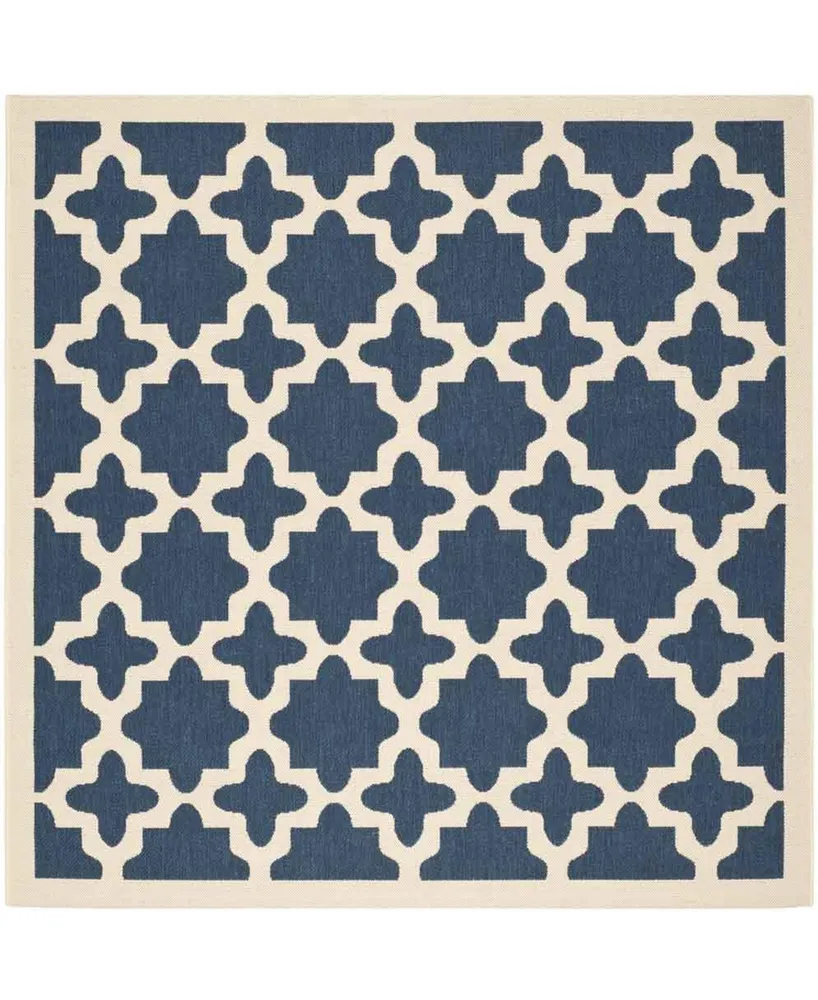 Safavieh Courtyard CY6913 Navy and Beige 4' x 4' Sisal Weave Square Outdoor Area Rug