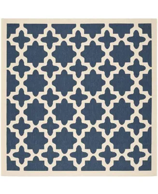 Safavieh Courtyard CY6913 Navy and Beige 4' x 4' Sisal Weave Square Outdoor Area Rug